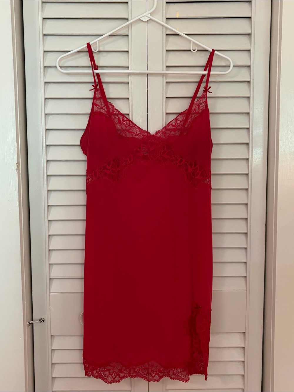 Victoria's Secret Red Lace-Trim Slip